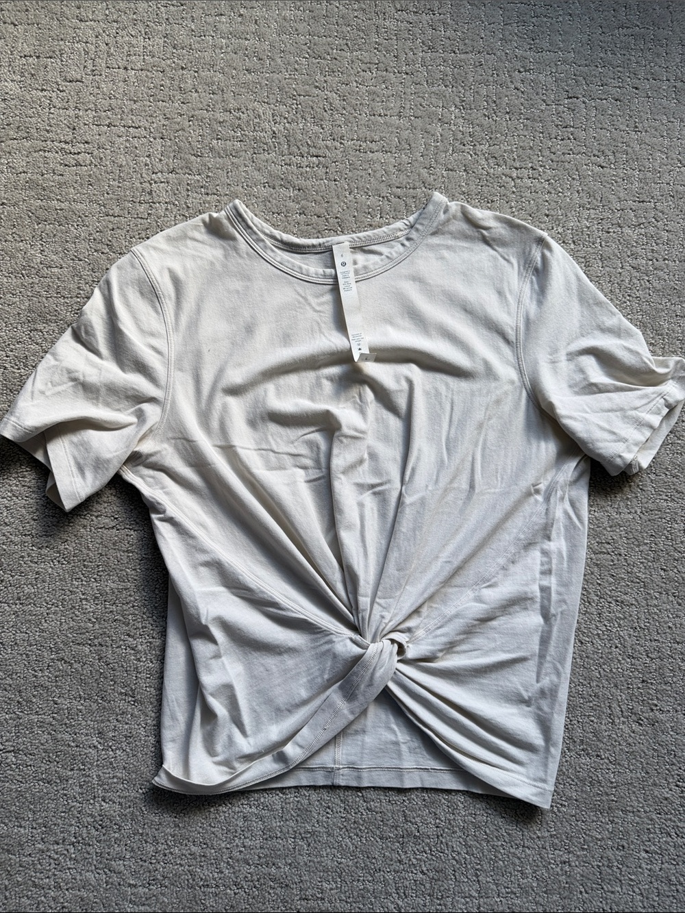 lululemon athletica White Short Sleeve Knot-Front Tee